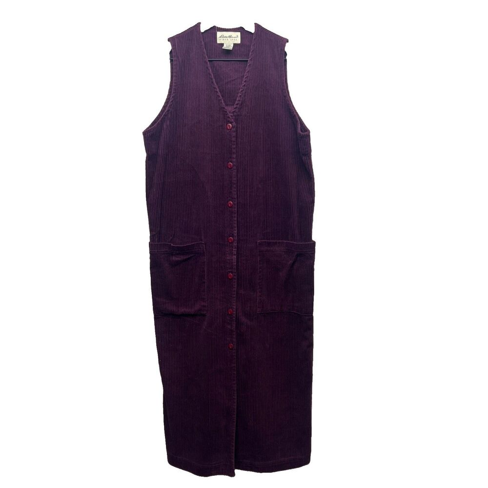 Vintage Eddie Bauer Corduroy Dress Women’s S/P Purple Modest Cottagecore